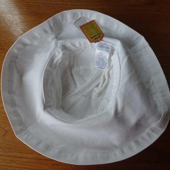 Lands End cotton fabric white sun hat - Picture 6 of 13